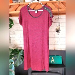Espresso T-Shirt Dress W Pockets Striped Small
